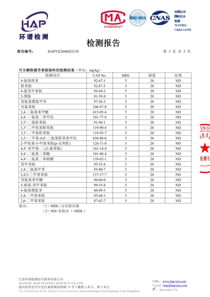 HAPTX2606052310 原报告第 3 页；检测数据已在上方转为文字表格